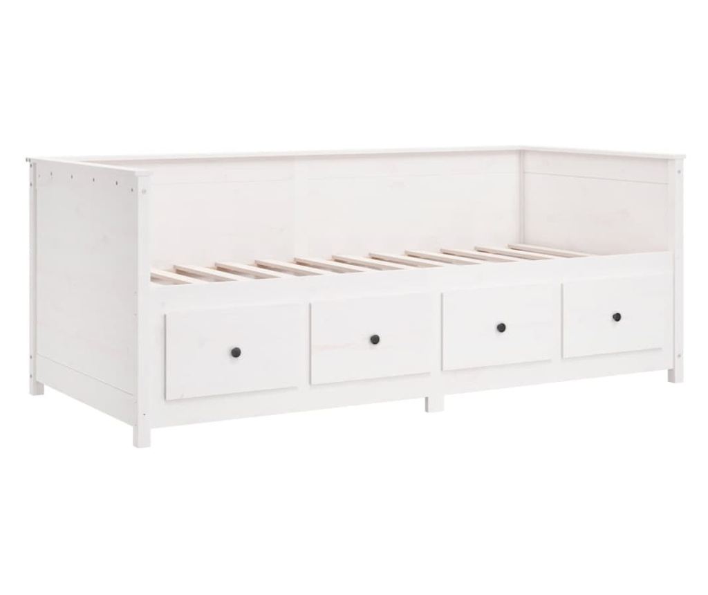 Daybed, Λευκό, 90x200 εκ., Μασίφ Πεύκο - 9