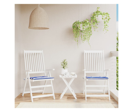 Perne scaun grădină 2 buc dungi albastru&alb 50x50x3 cm, textil
