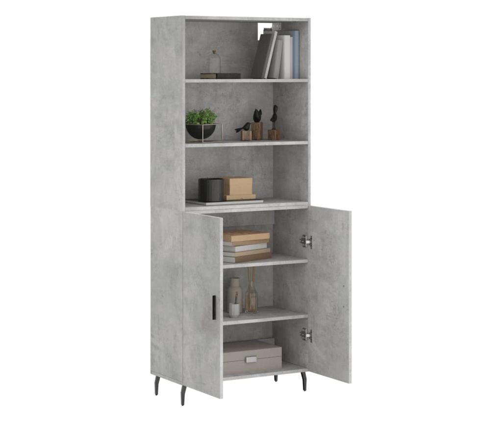Visoki ormarić, betonsko siva, 69,5x34x180 cm, kompozitno drvo - 3