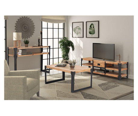 Set mobilier de sufragerie, 3 piese, lemn masiv de acacia