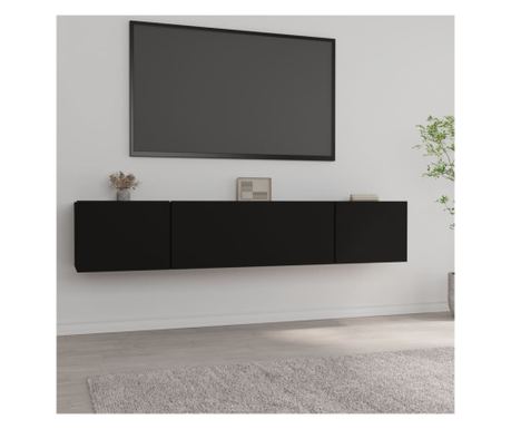 TV omarice, 2 kosa, črne, 80x30x30 cm, kompozitni les