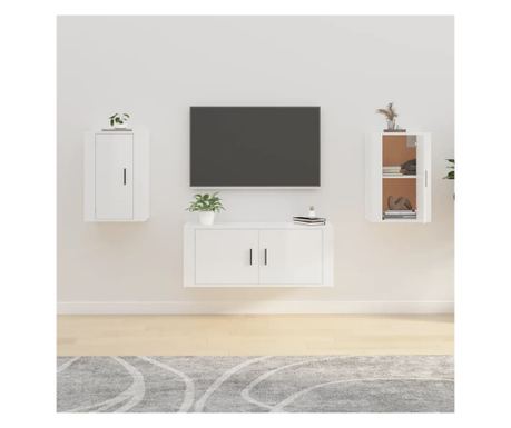 Zidne TV komode 2 kom. Visoki sjaj bijeli 40x34,5x60 cm