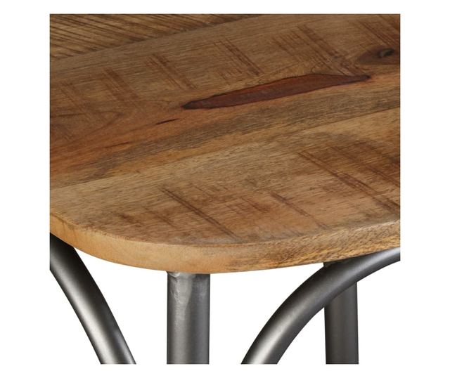 Jedilni stoli (komplet 4), masiven mangov les, jekleno križno naslonjalo