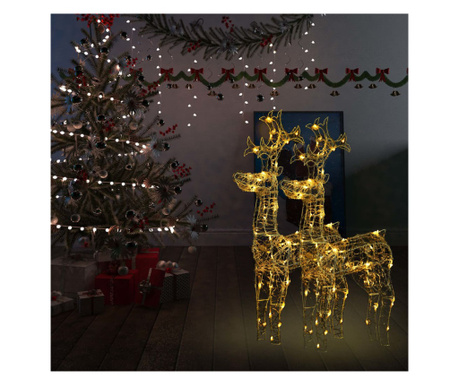 Decorațiuni reni de Crăciun, 2 buc., 60x16x100 cm, acril