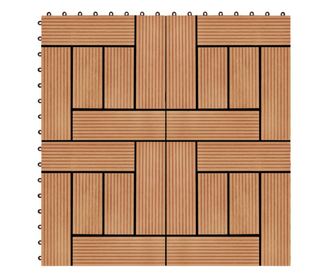 Plăci de pardoseală 11 buc, culoare tec, 30 x 30 cm, WPC, 1 mp