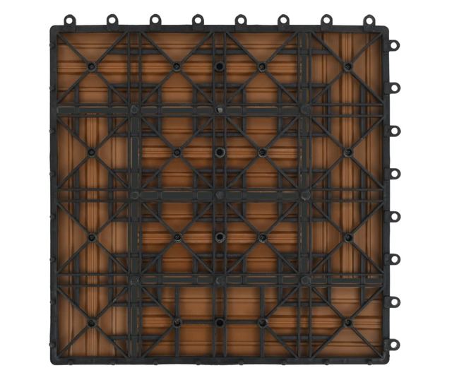 Plăci de pardoseală 11 buc, culoare tec, 30 x 30 cm, WPC, 1 mp