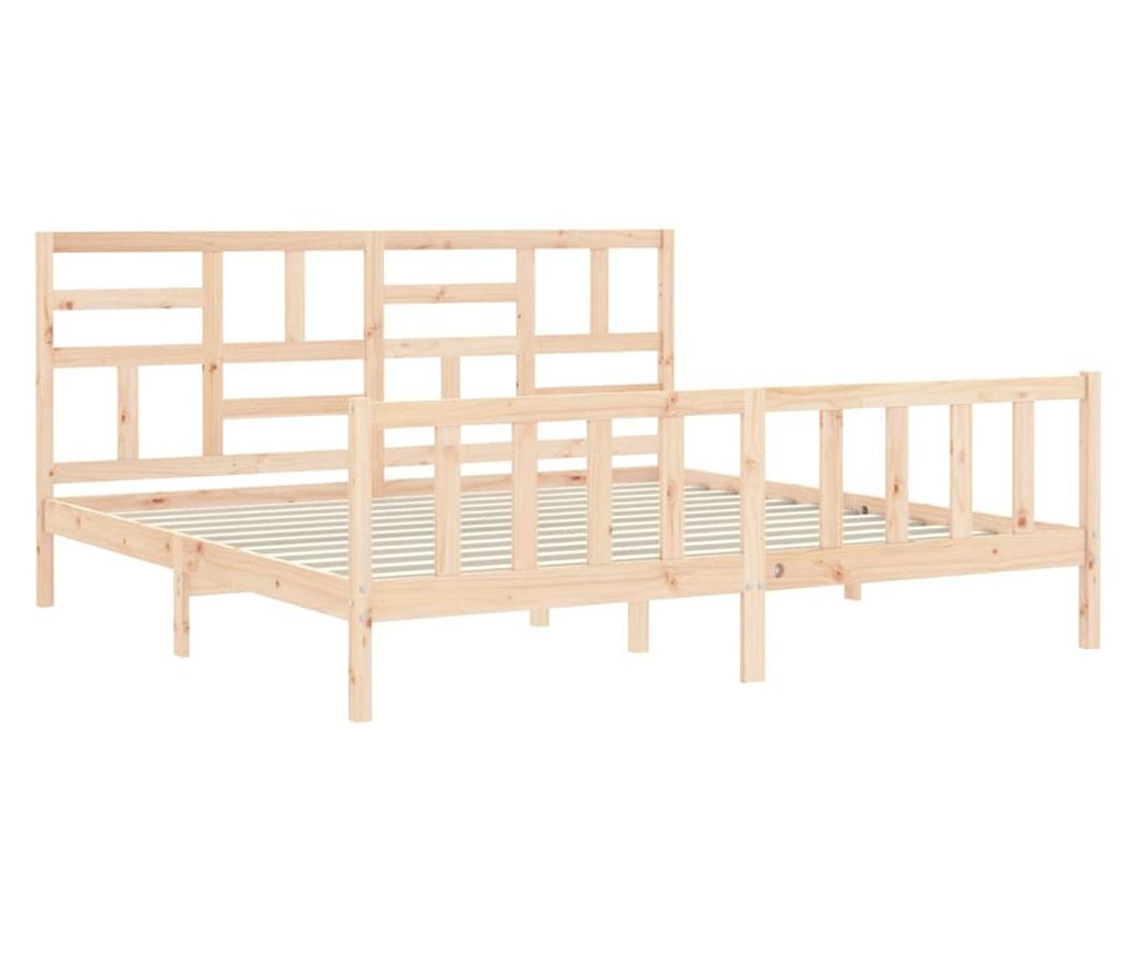 Рамка за легло с табла 200x200 см, масивна борова дървесина - 5