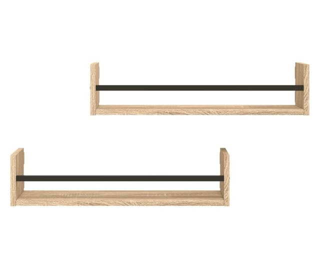 Rafturi de perete cu bare, 2 buc, stejar sonoma, 60x16x14 cm