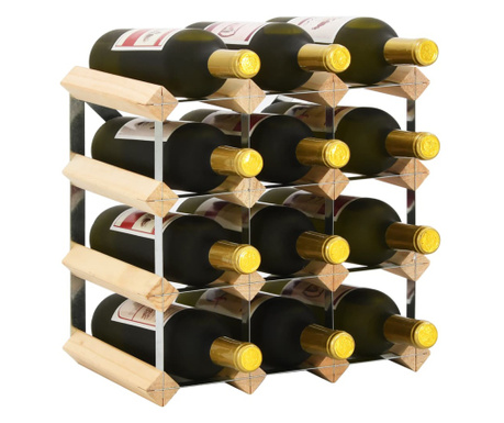 Suport sticle de vin pentru 12 sticle, lemn masiv de pin