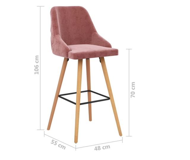 Barski stoli, 2 kosa, roza, žamet