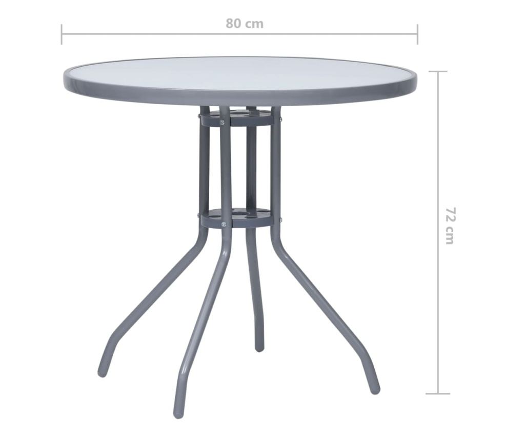 Vrtni stol, svijetlo siva, 80 cm, čelik i staklo - 5