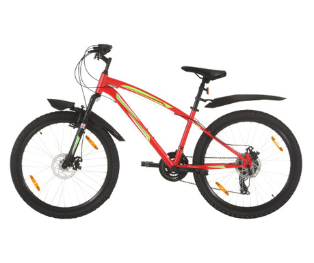 Bicicletă montană cu 21 viteze, roată 26 inci, 42 cm, roșu