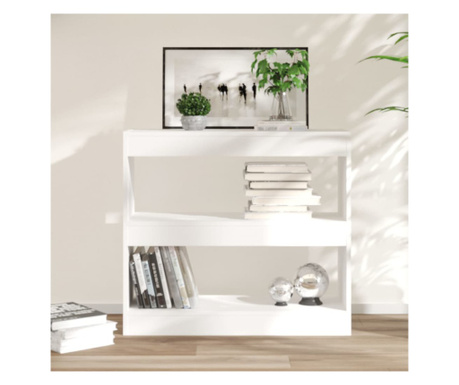 Bibliotecă/Separator cameră, alb, 80x30x72 cm