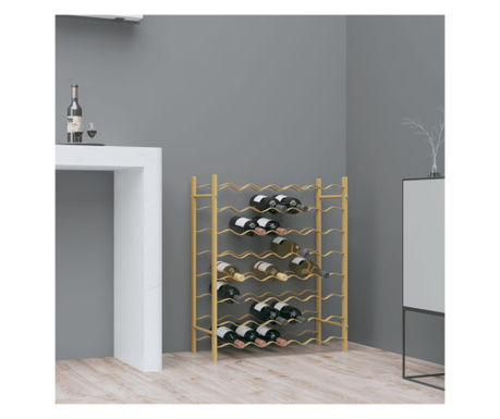Suport sticle de vin, 48 sticle, auriu, metal