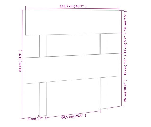 Bed headboard, honey brown, 103.5x3x81 cm, solid pine wood
