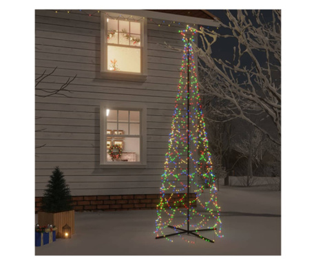 Brad de Crăciun conic, 500 LED-uri, multicolor, 100x300 cm