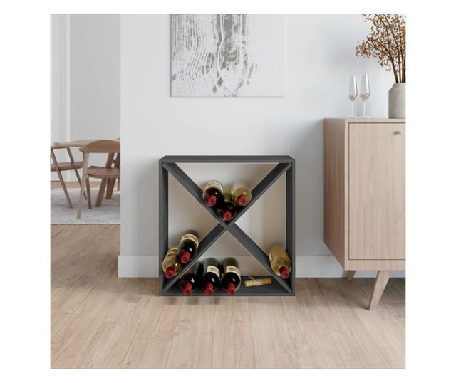 Dulap de vinuri, gri, 62x25x62 cm, lemn masiv de pin