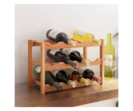 Raft de vin pentru 12 sticle, lemn masiv de nuc