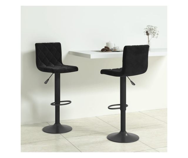 Barski stoli, 2 kosa, črni, žamet