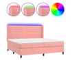 Box spring postel s matrací a LED růžová 200x200 cm samet thumbnail 1
