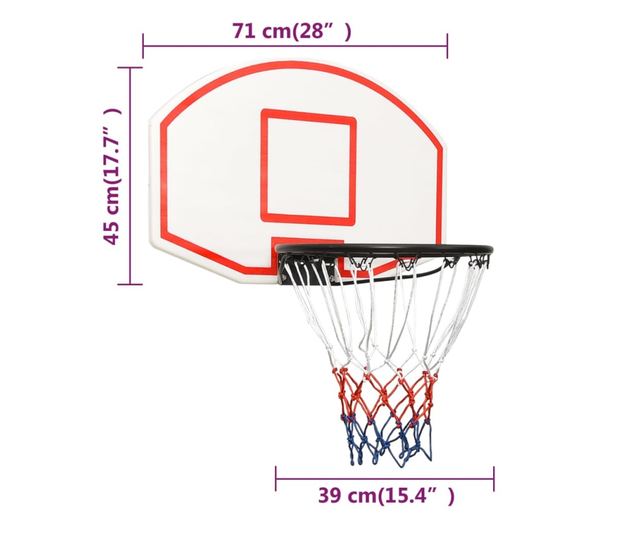 Баскетболно табло бяло 71x45x2 см полиетилен