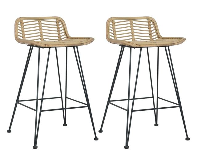 Barski stoli, 2 kosa, naravni ratan