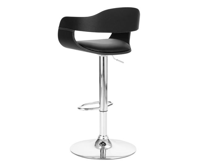 Barski stol, črn, umetno usnje