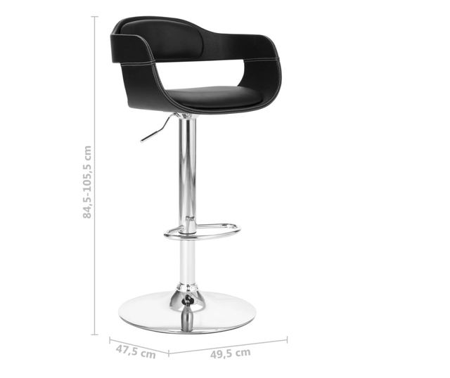 Barski stol, črn, umetno usnje