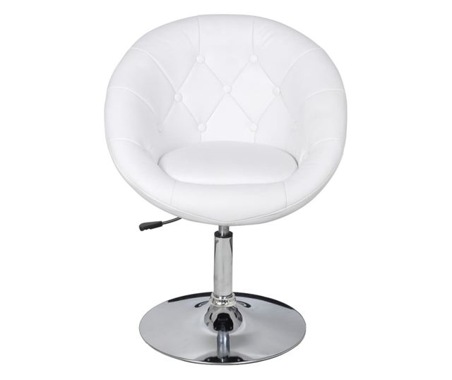 Barski stol, bel, umetno usnje