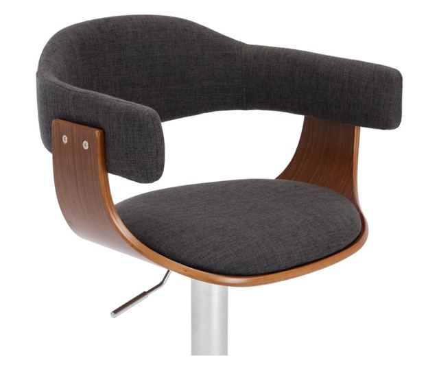 Barski stoli, 2 kosa, sivi, upognjen les in tkanina