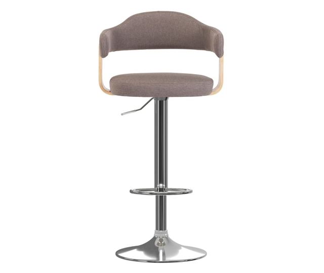 Barski stoli 2 kosa Taupe ukrivljen les in tkanina