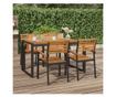 Градински столове за подреждане, 4 бр., масивна акациева дървесина и метал thumbnail 1