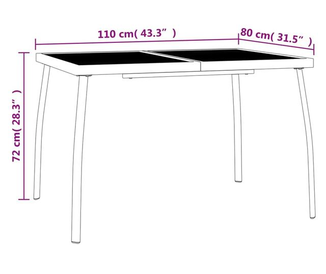 Градински комплект за хранене, 3 части, антрацит, стомана