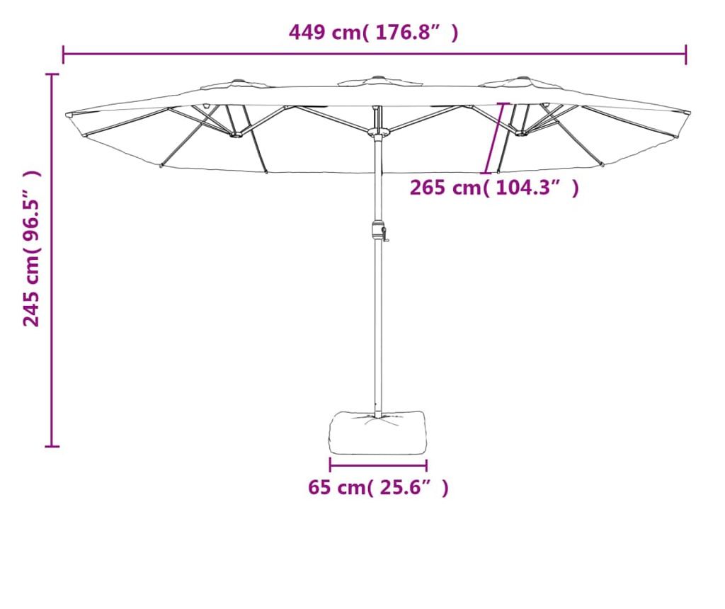 Двоен LED чадър за двор, зелен, 449x245 см - 10