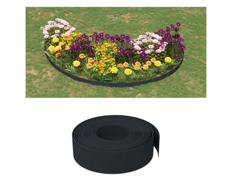Borduri de grădină, 5 buc, negru, 10 m 15 cm, polietilenă