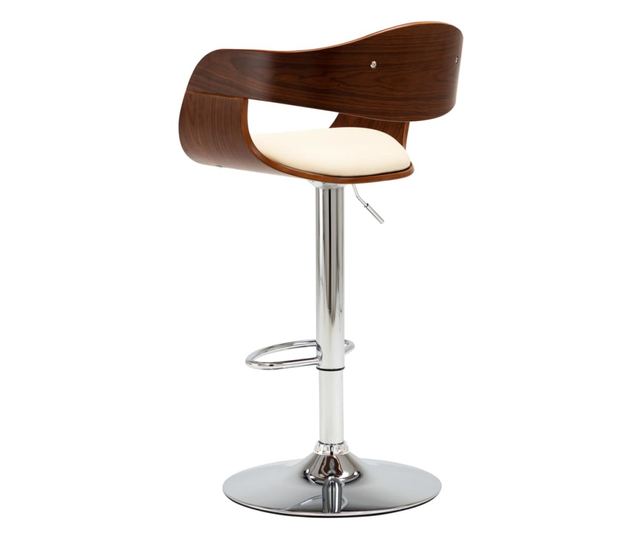 Barski stoli, 2 kosa, kremni, upognjen les in umetno usnje