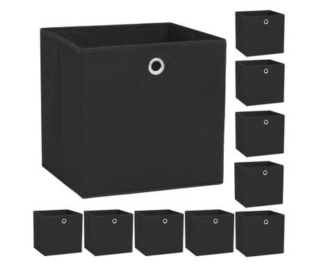 Cutii de depozitare, 10 buc. negru 32x32x32 cm material nețesut
