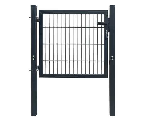 Poartă pentru gard 2D (simplă), gri antracit, 106x130 cm