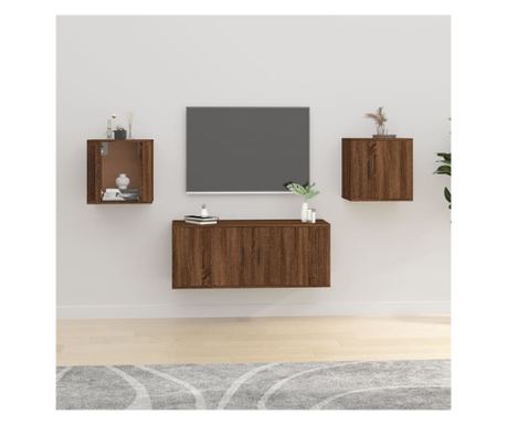 Zidne TV komode 2 kom. Smeđi hrast 40x34,5x40 cm