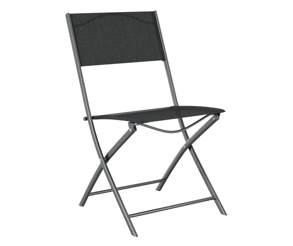 Градински комплект мебели, 3 части, Черен, Стомана - 3