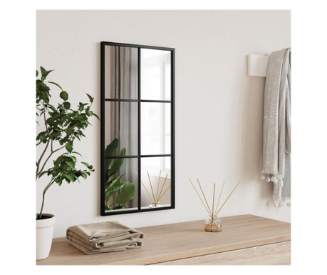 Oglindă de perete, negru, 30x60 cm, dreptunghiulară, fier