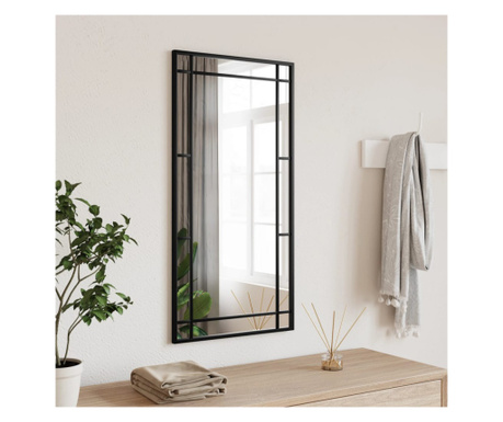 Oglindă de perete, negru, 40x80 cm, dreptunghiulară, fier