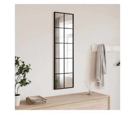 Oglindă de perete, negru, 30x100 cm, dreptunghiulară, fier