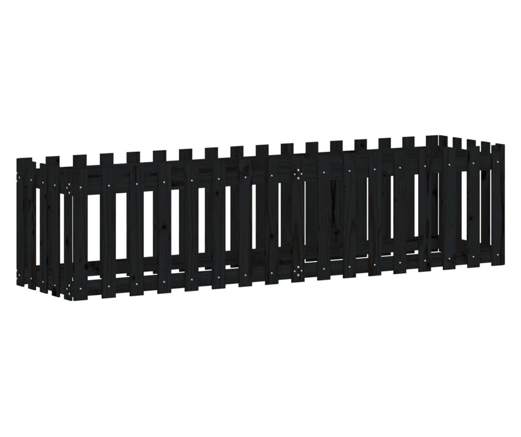 Vyvýšený záhon plotový design černý 200x50x50 cm masiv borovice - 4