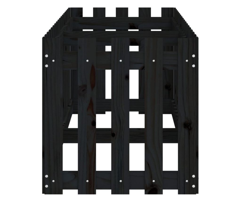 Vyvýšený záhon plotový design černý 200x50x50 cm masiv borovice - 6