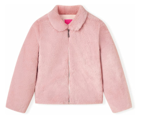 Palton pentru copii din blană artificială, roz, 140