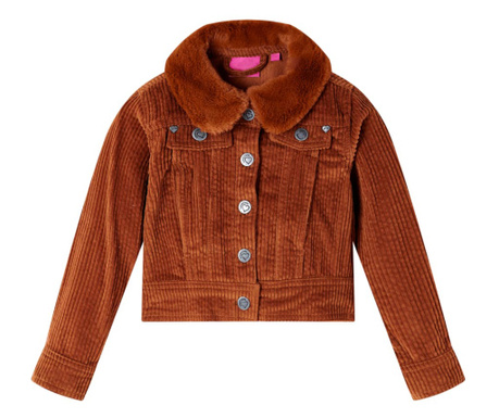 Jachetă pentru copii din velur, coniac, 116
