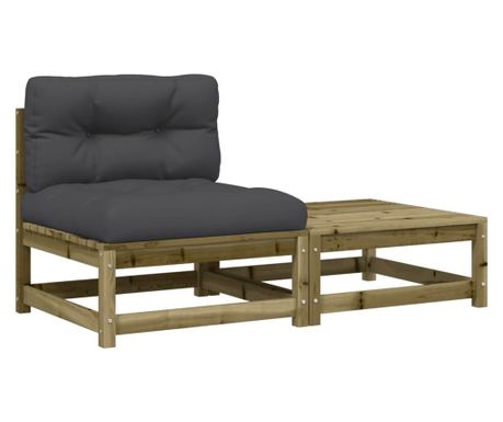 Градинско кресло без подлакътници, с възглавници и табуретка