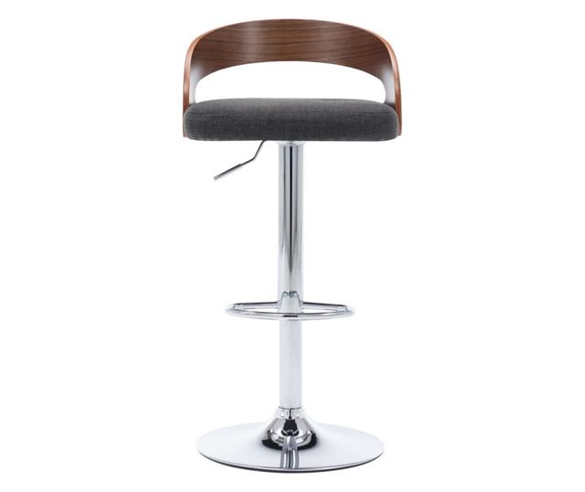 Barski stoli 2 kosa temno sivo blago in ukrivljen les