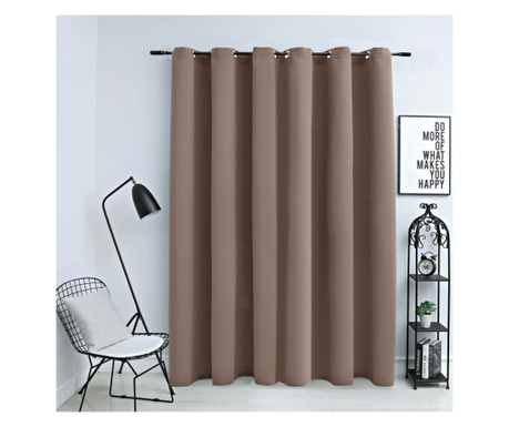 Draperie opacă cu inele metalice, gri taupe, 290 x 245 cm